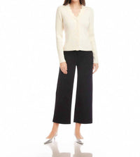 Fifteen Twenty Bliss Scallop Edge Cardigan in cream - women's cardigan - view 4
