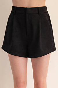 Glam - Women's High Waist Suede Tailored Shorts