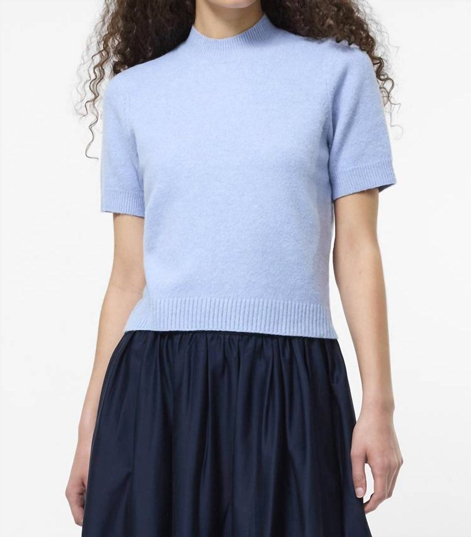 French Connection - Vhari Recycled Knit Mock Neck Short Sleeve Top