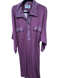 BUCKETLIST Oversized French Terry Romper in burgundy - women's pants - view 6