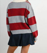 Buttermelon - Buttoned Striped Collared Long Sleeve Top