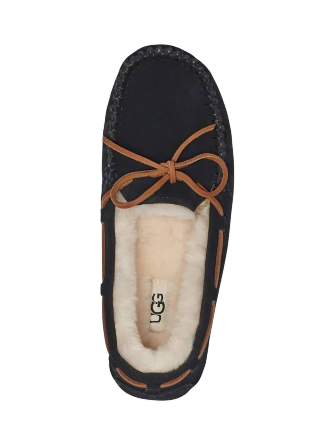 UGG Women's Dakota Moccasin Slip-on Shoes in black - women's shoe - detail view