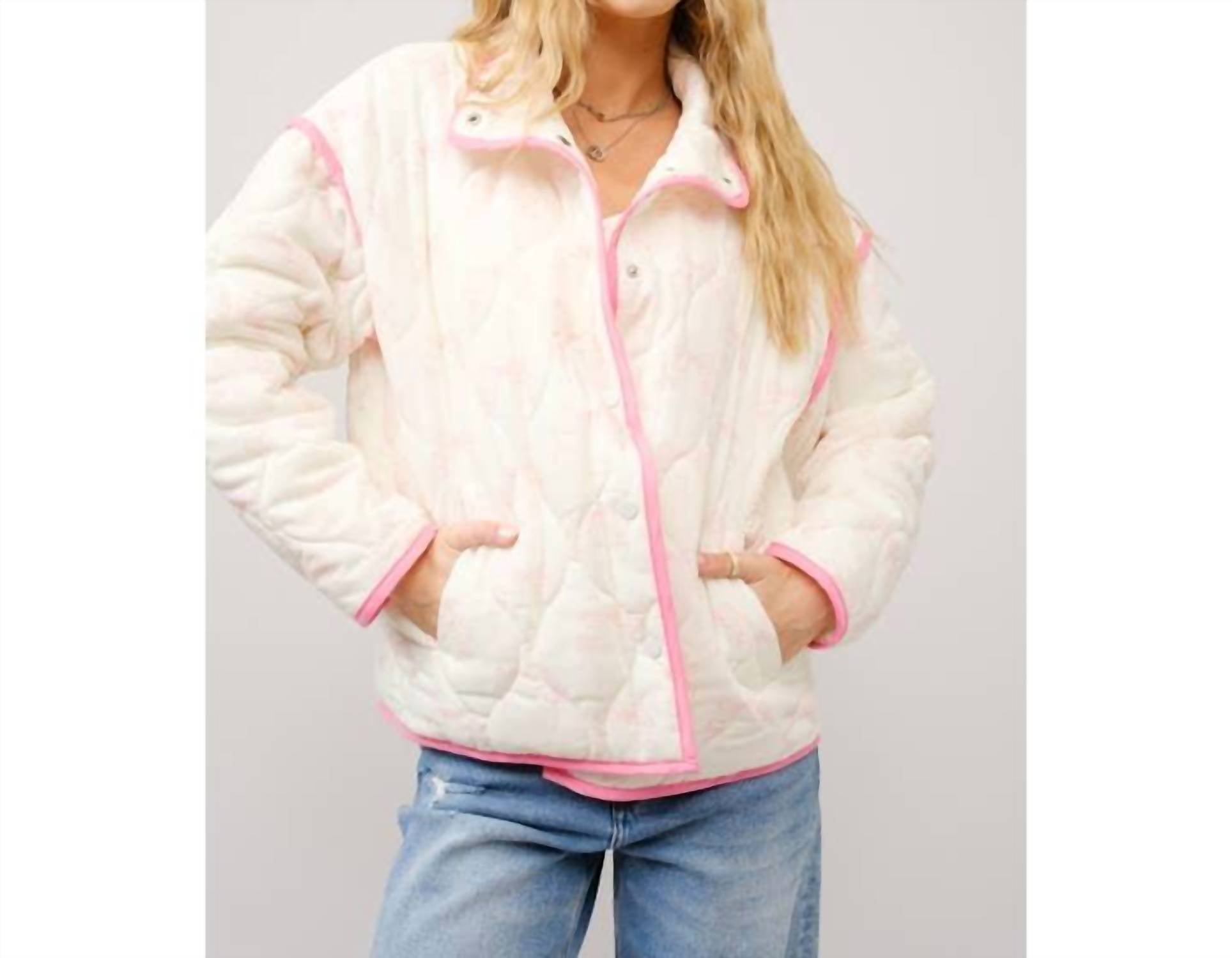 Blue B Quilted Bow Print Jacket in pink - women's jacket - view 5