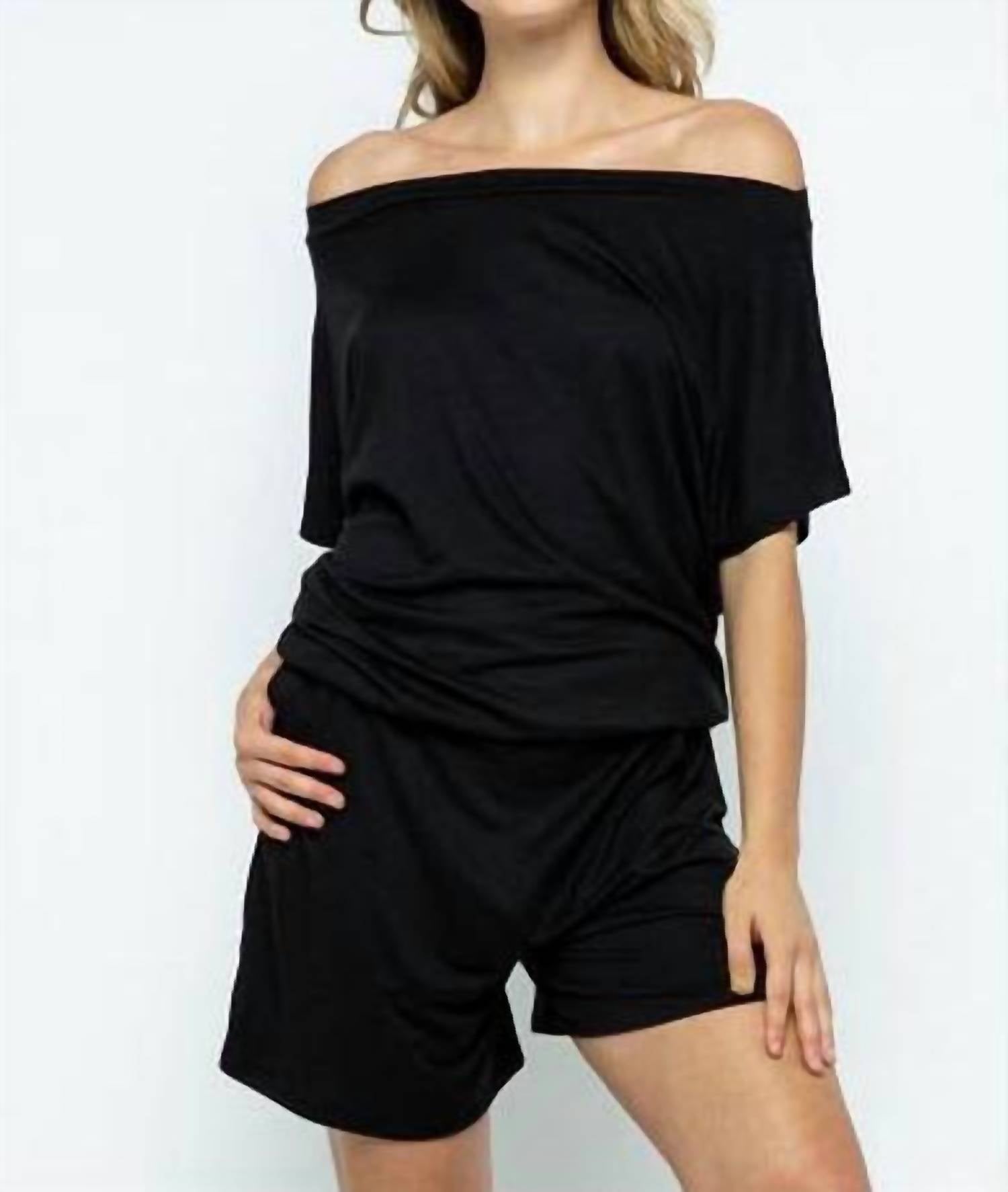 Ellis - Off The Shoulder Pocket Romper - Plus