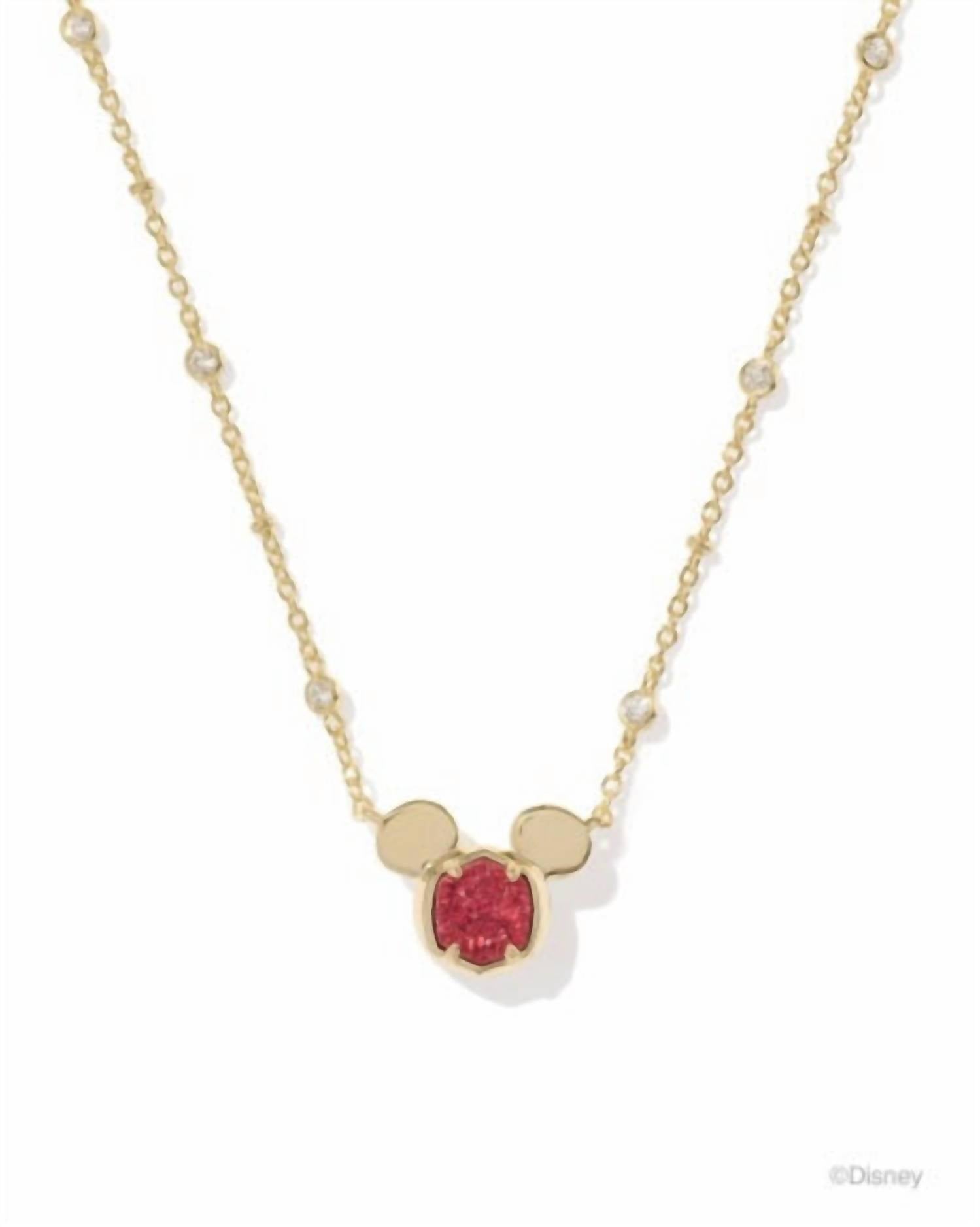 Kendra Scott Women's Mickey Mouse Pendant Necklace in gold bright red drusy - women's jewelry