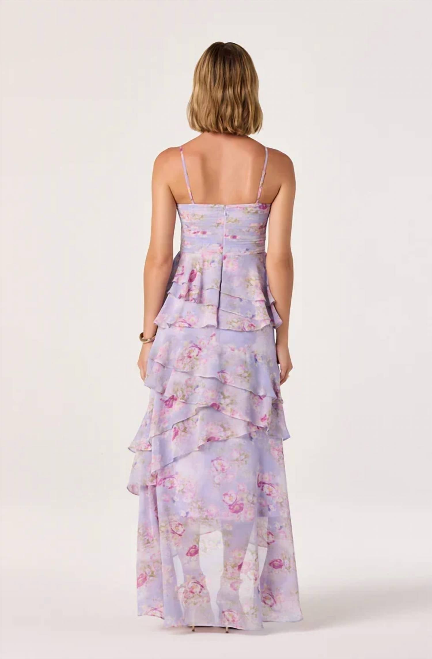 Astr - Coline Ruffle Chiffon Maxi Dress