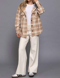 Active Basic - Plaid Hoodie Fleece Jacket