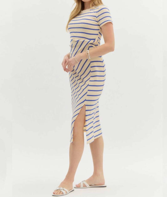 Entro - Stripe Jersey Midi Dress