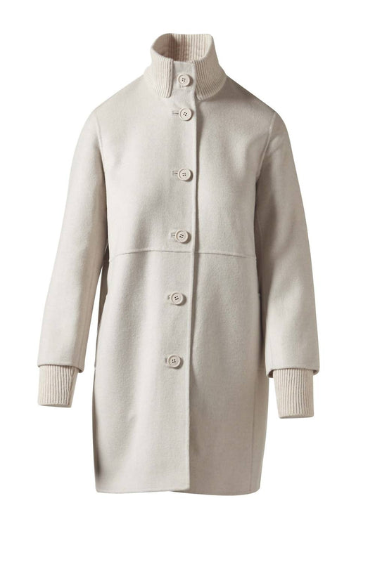 Kinross - Button Front Knit Trim Coat