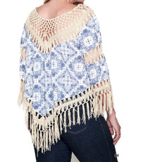 Umgee - Crochet & Fringe Printed Top
