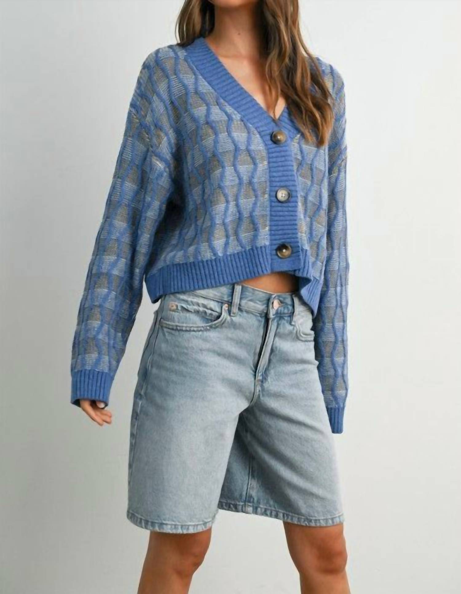 Buttermelon - Geometric V-neck Sweater