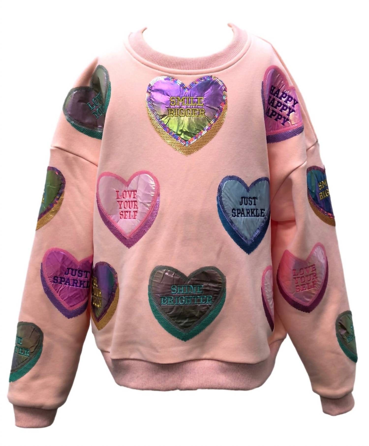 Queen Of Sparkles - Positive Candy Hearts Sweatshirt