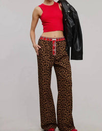 Mimosa - Plaid Flannel Contrast Waistband Leopard Boxer Pant