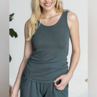 Grace and Lace Essential Ribbed Tank in forest green - women's tank top