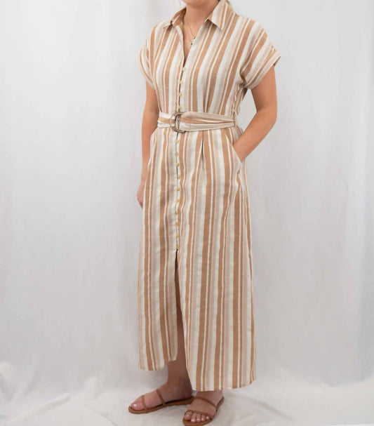 Fate - Linen Belted Shirt Maxi Dress