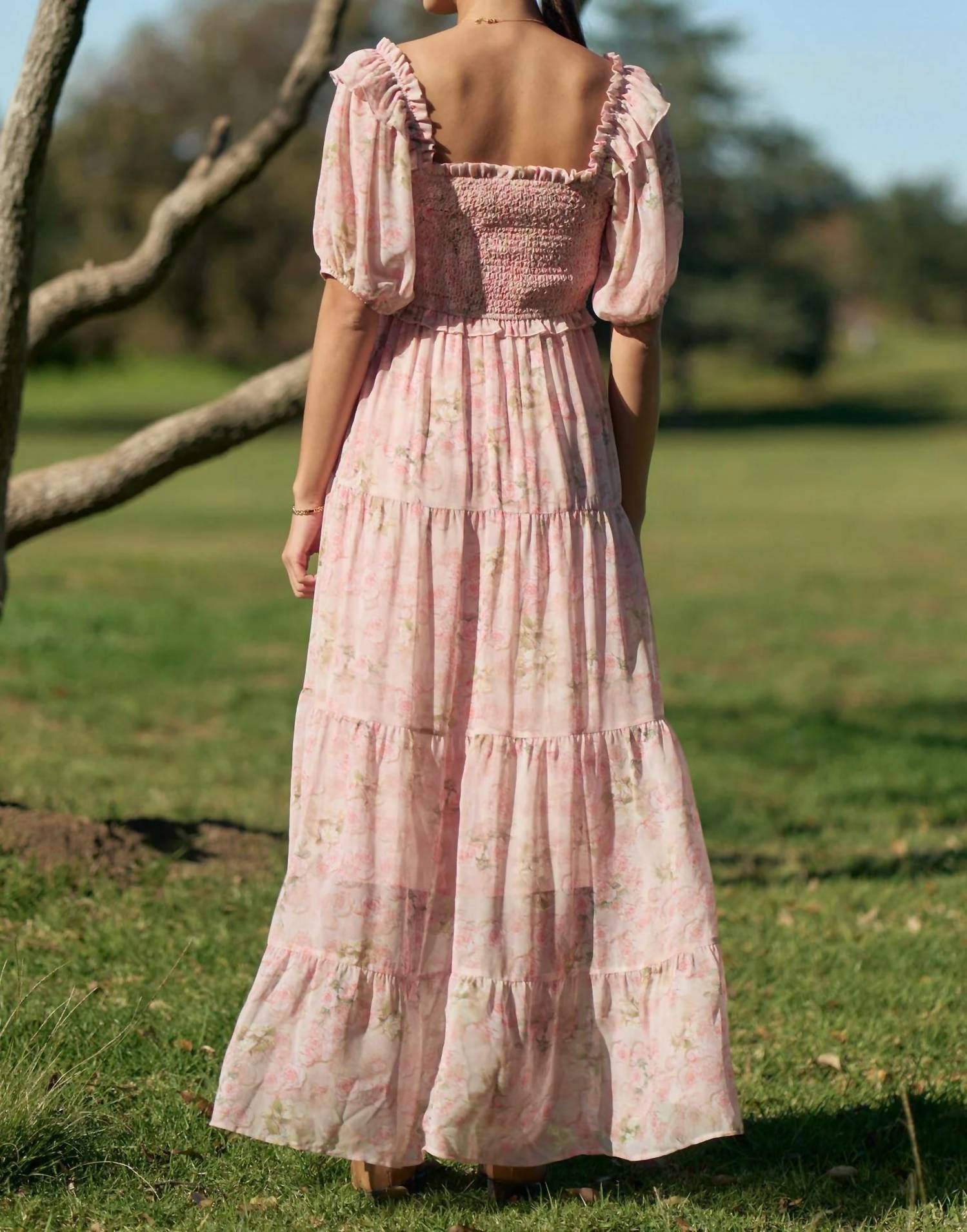 Davi & Dani - Smocked Bodice Maxi Dress