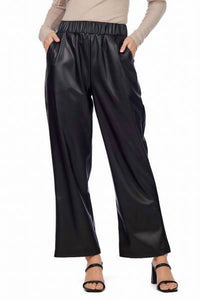 mudpie Ballard Leather Pants in black - women's pants