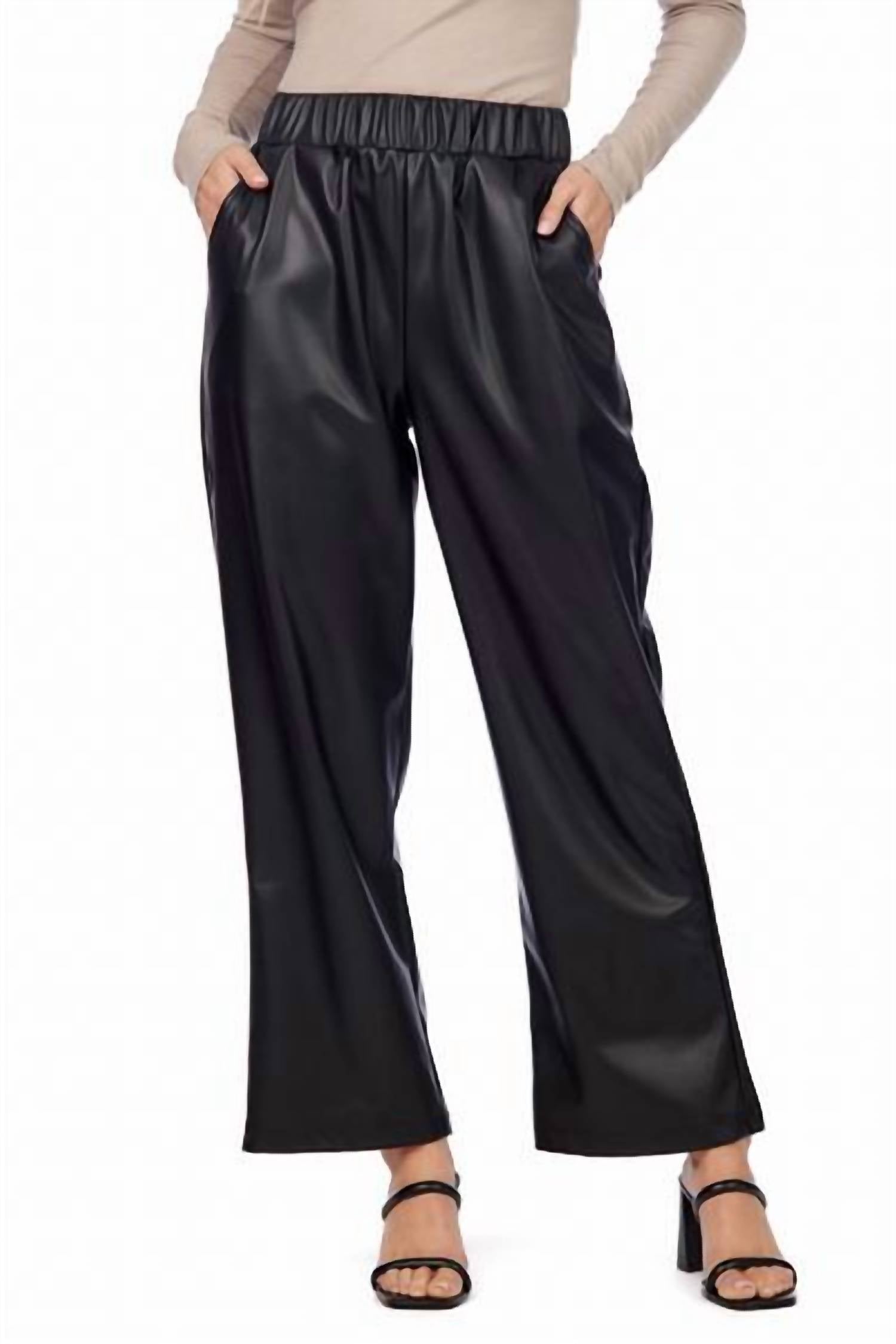 mudpie Ballard Leather Pants in black - women's pants