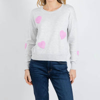 J. Society All Over Hearts Sweatshirt in grey - women's sweater
