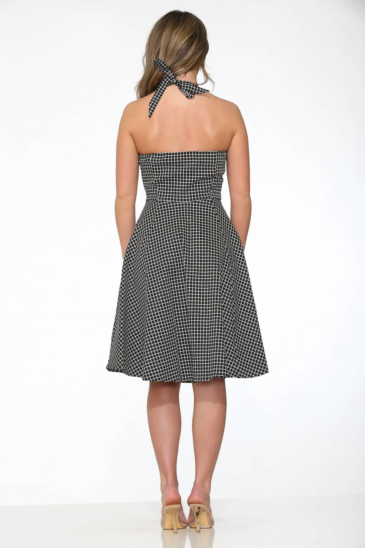 Orchid Bloom - Checkmate Halter Dress
