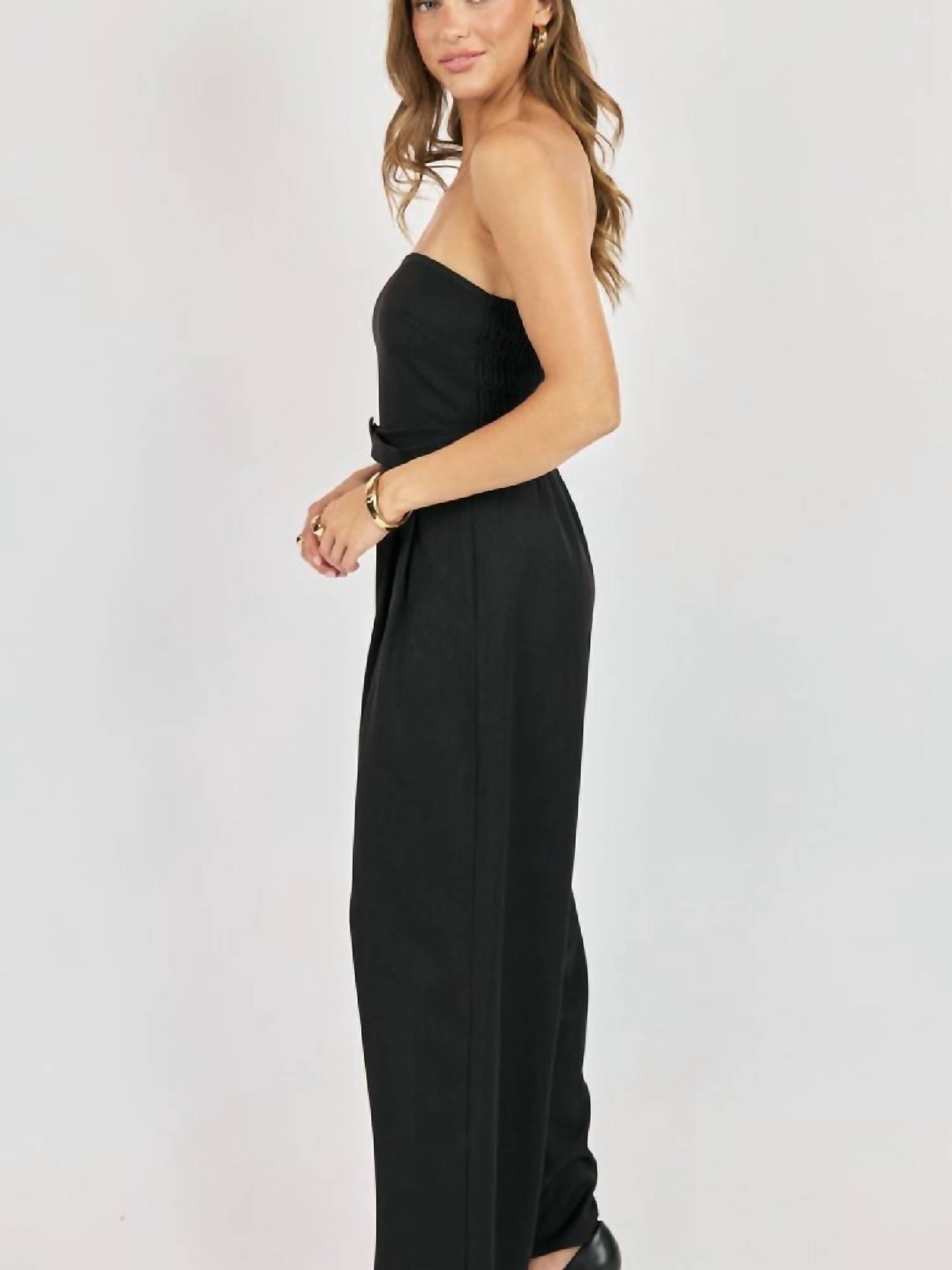 Sadie & Sage - Strapless Wide Leg Jumpsuit