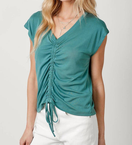 Mystree - Ruche Cap Sleeves Top