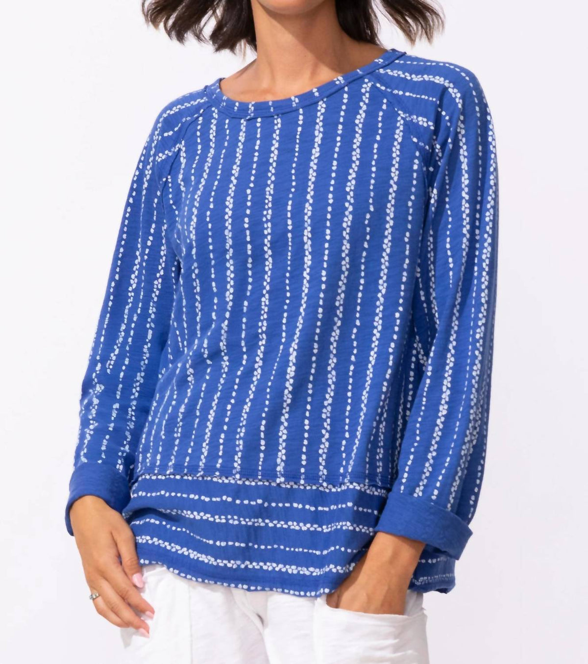 Escape By Habitat - Driftwood Stripe Cotton Pullover Sweatshirt