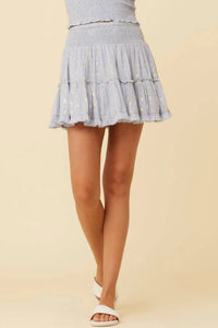 Surf Gypsy - Clipped Lurex Smocked Ruffle Tier Skirt