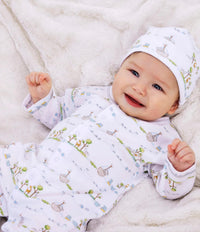 kissy kissy Kid's Preemie Noah's Print Footie & Hat in white - kids' item