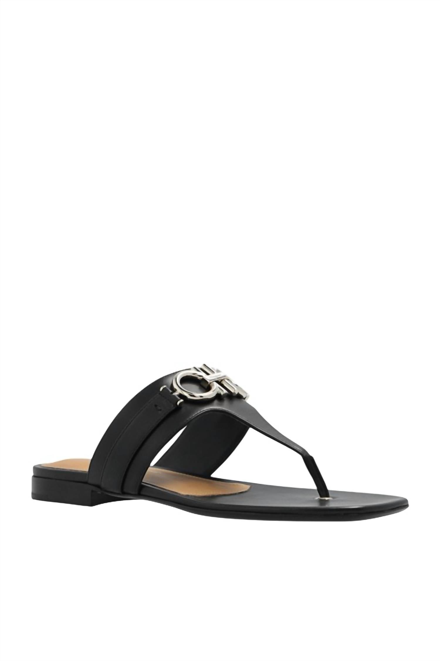 Salvatore Ferragamo - Women's Calfskin Riki Gancini Bit Thong Sandals