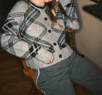 Aaron & Amber - Warm Plaid Pullover Cardigan