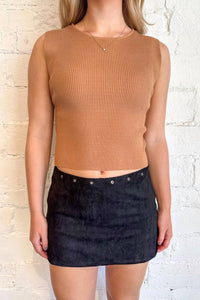 Cotton Candy LA Take Me Out Suede Skirt in black - women's skirt - detail view