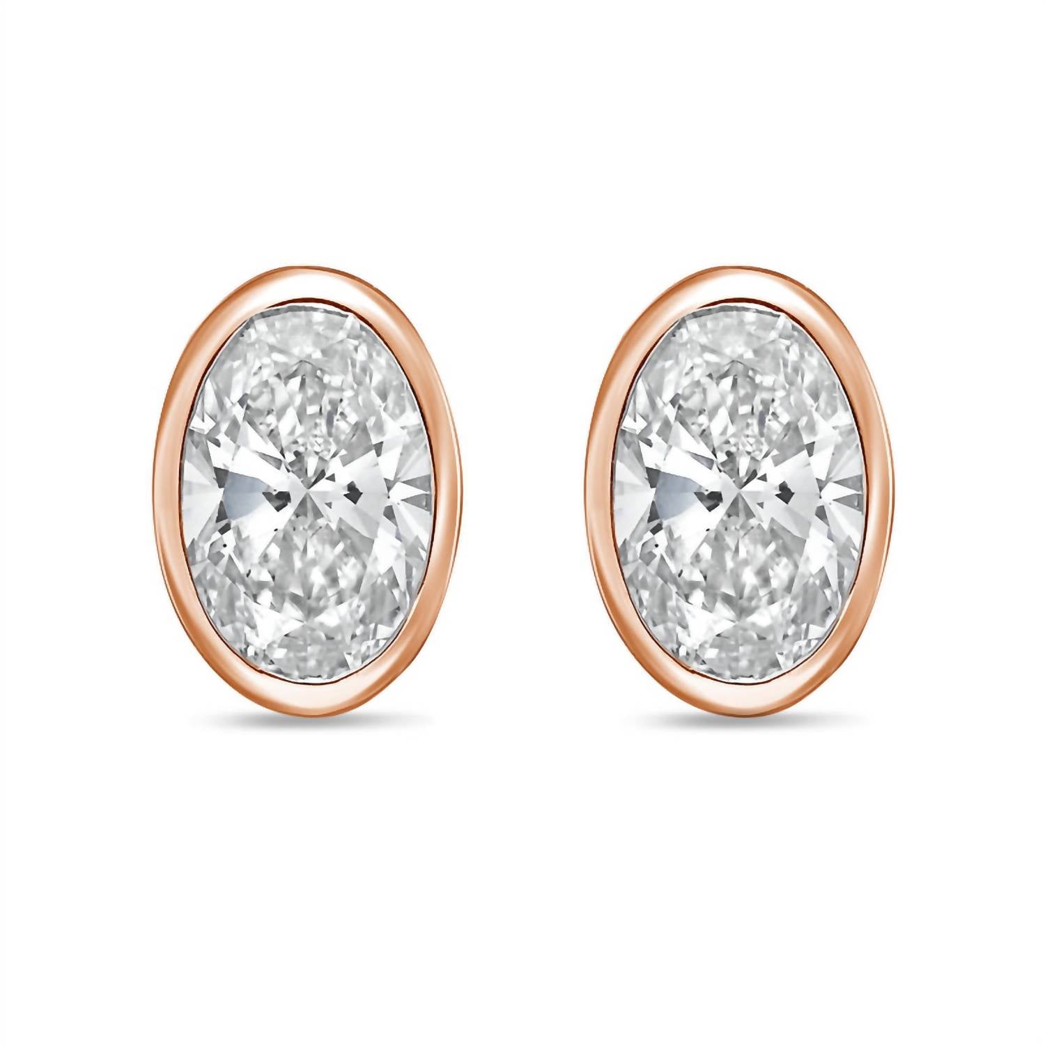 Diana M Jewels - Women's Oval Lab-grown Diamond Stud Earrings (2.50 Tcw) - Classic Plus