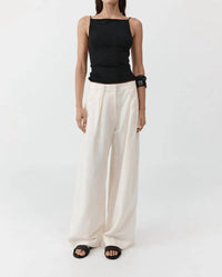 St. Agni PLEAT LOOP PANTS in ivory - women's pants - alternate view