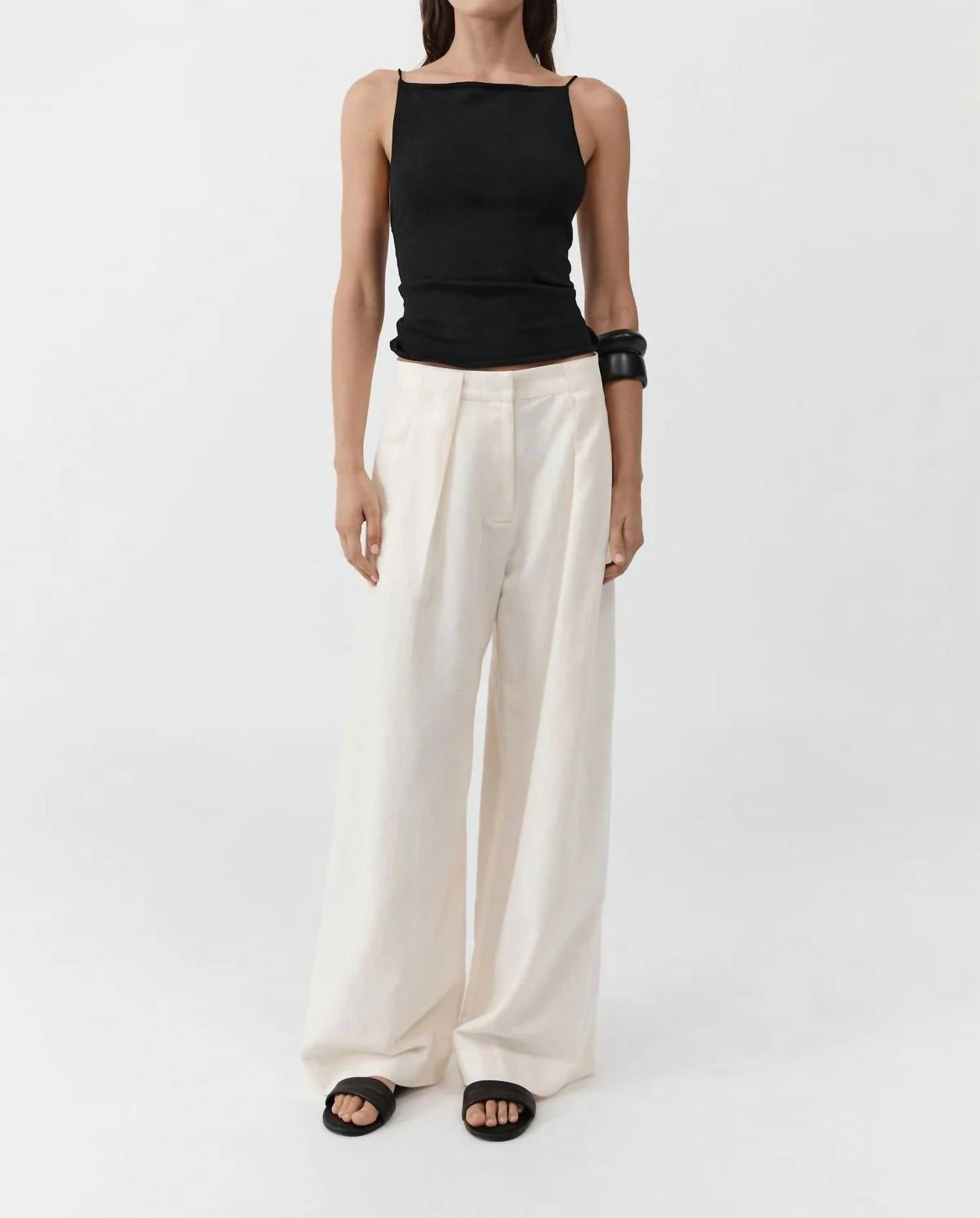 St. Agni PLEAT LOOP PANTS in ivory - women's pants - alternate view