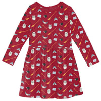 Kickee - Girls' Print Long Sleeve Twirl Dress with Pockets