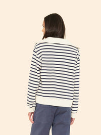 XIRENA Kat Half-zip Pullover Sweatshirt in natural - women's long sleeve top - detail view