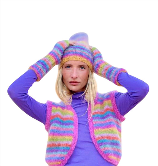 Rose Carmine - Baby Mohair Striped Hat