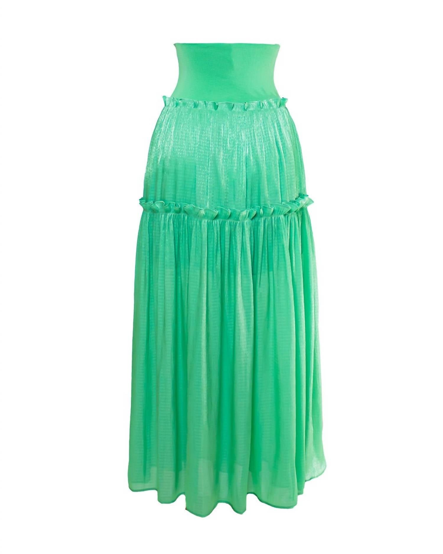 current air Women's Satin Weave Maxi Skirt in green - women's skirt - alternate view