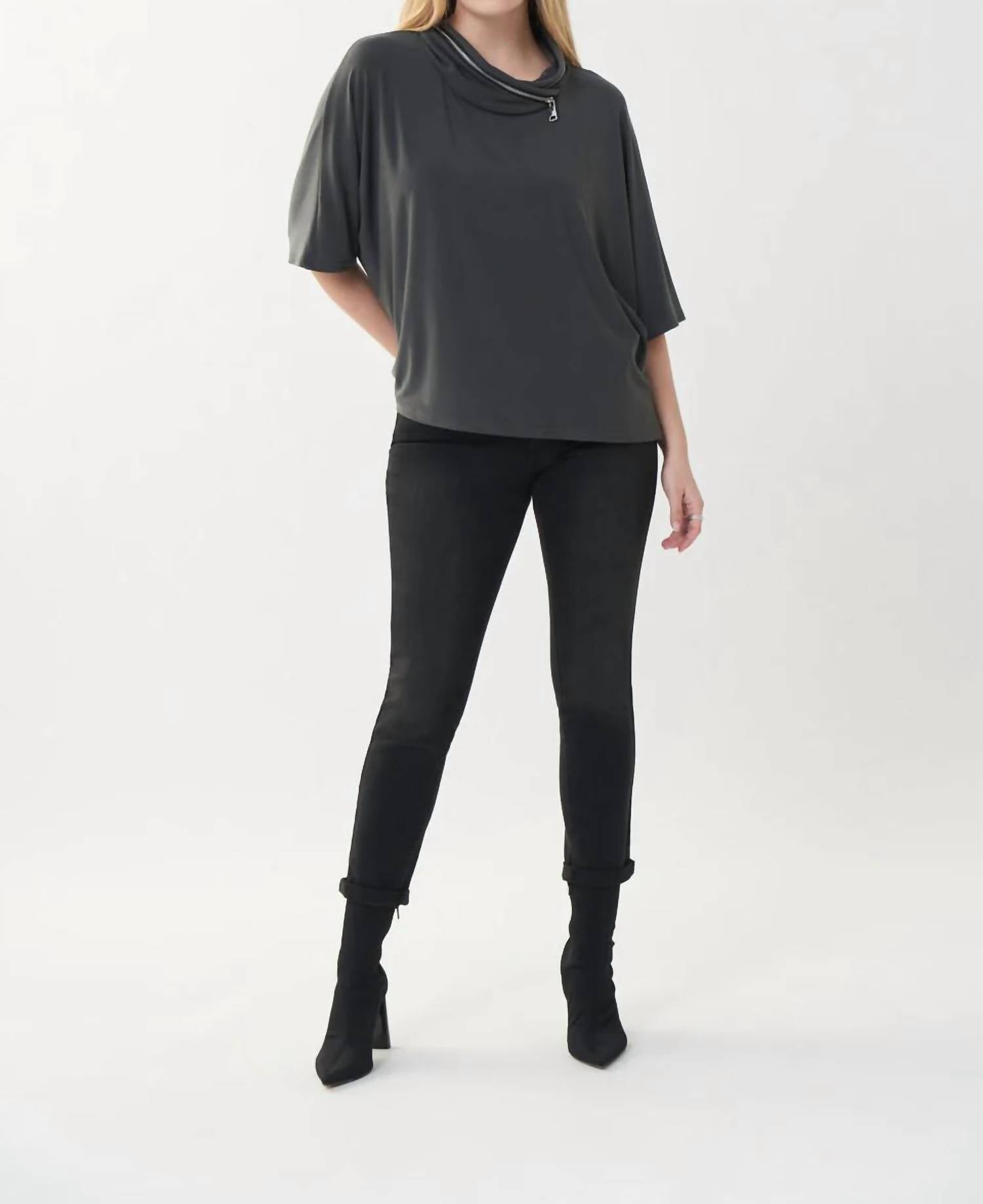 Joseph Ribkoff - Zip Cowl Neck Dolman Sleeve Top
