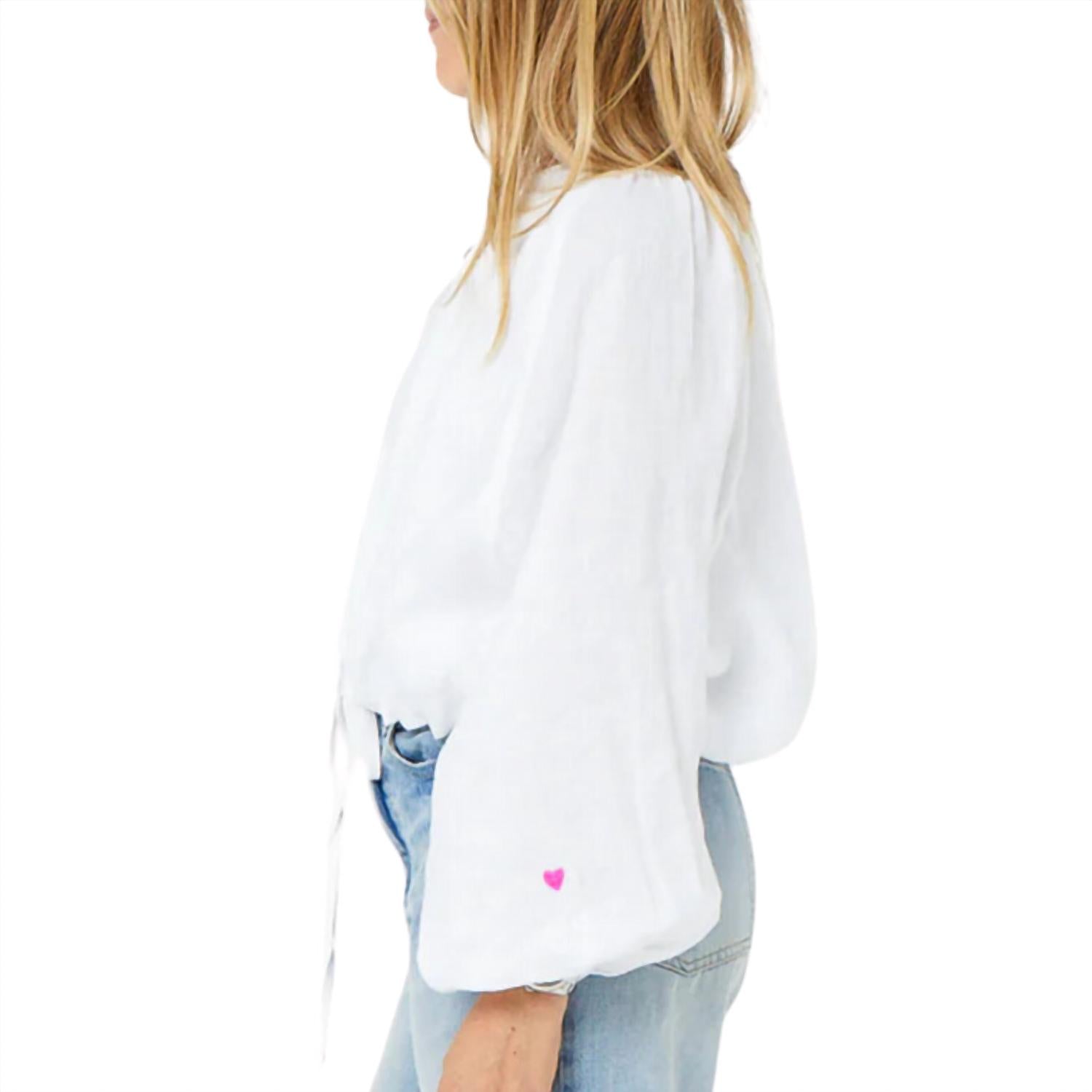 KERRI ROSENTHAL Women's Honey Blouse in white - women's blouse - detail view