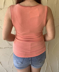 Button Front Tank With Lace Detail