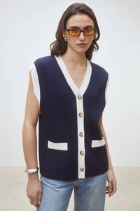 Suncoo - Gales Two-tone Buttoned Cardigan