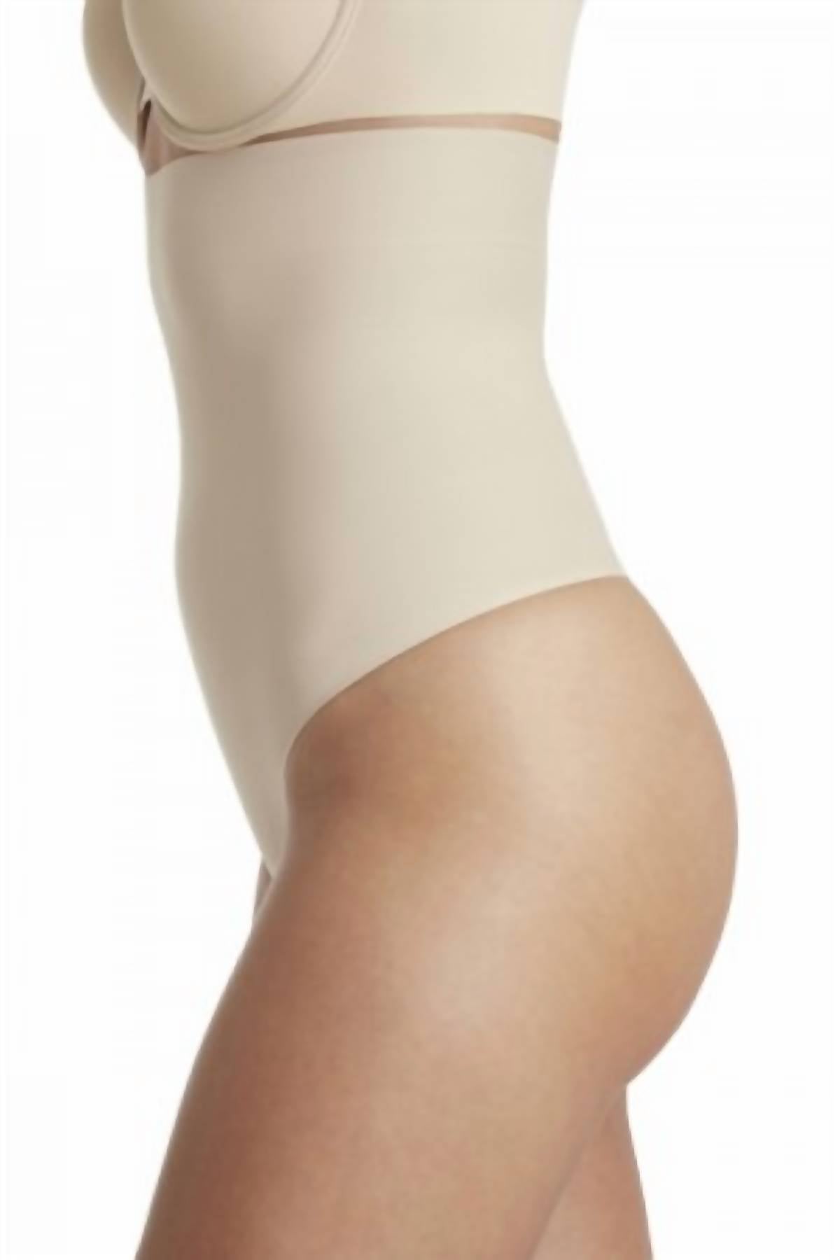TC Fine Intimates Sleek Essentials High-waist Thong in warm beige - women's intimate - detail view