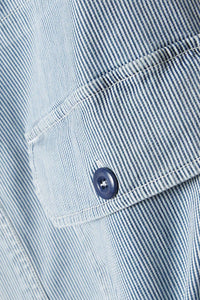 Officine Générale Men’s Gibson Striped Button-up Shirt in blue - men's jacket - view 4