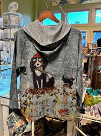 Inoah Women's Long-sleeve Christmas Dog Hoodie in grey - women's top - alternate view