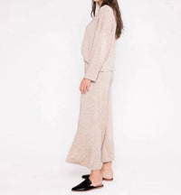 RIPLEY RADER Sweater Knit Boat Neck Top in oatmeal - women's long sleeve top - detail view