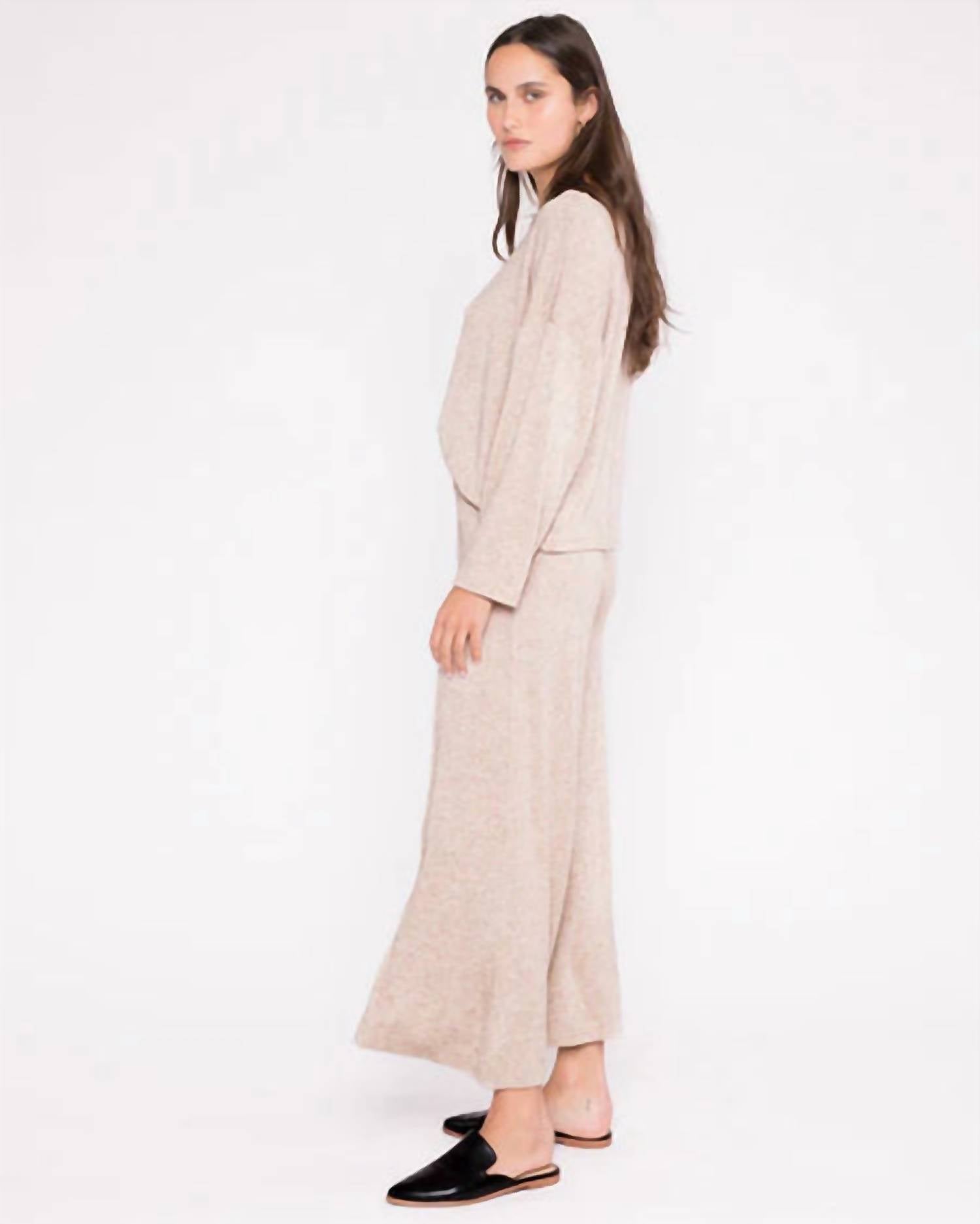 RIPLEY RADER Sweater Knit Boat Neck Top in oatmeal - women's long sleeve top - alternate view