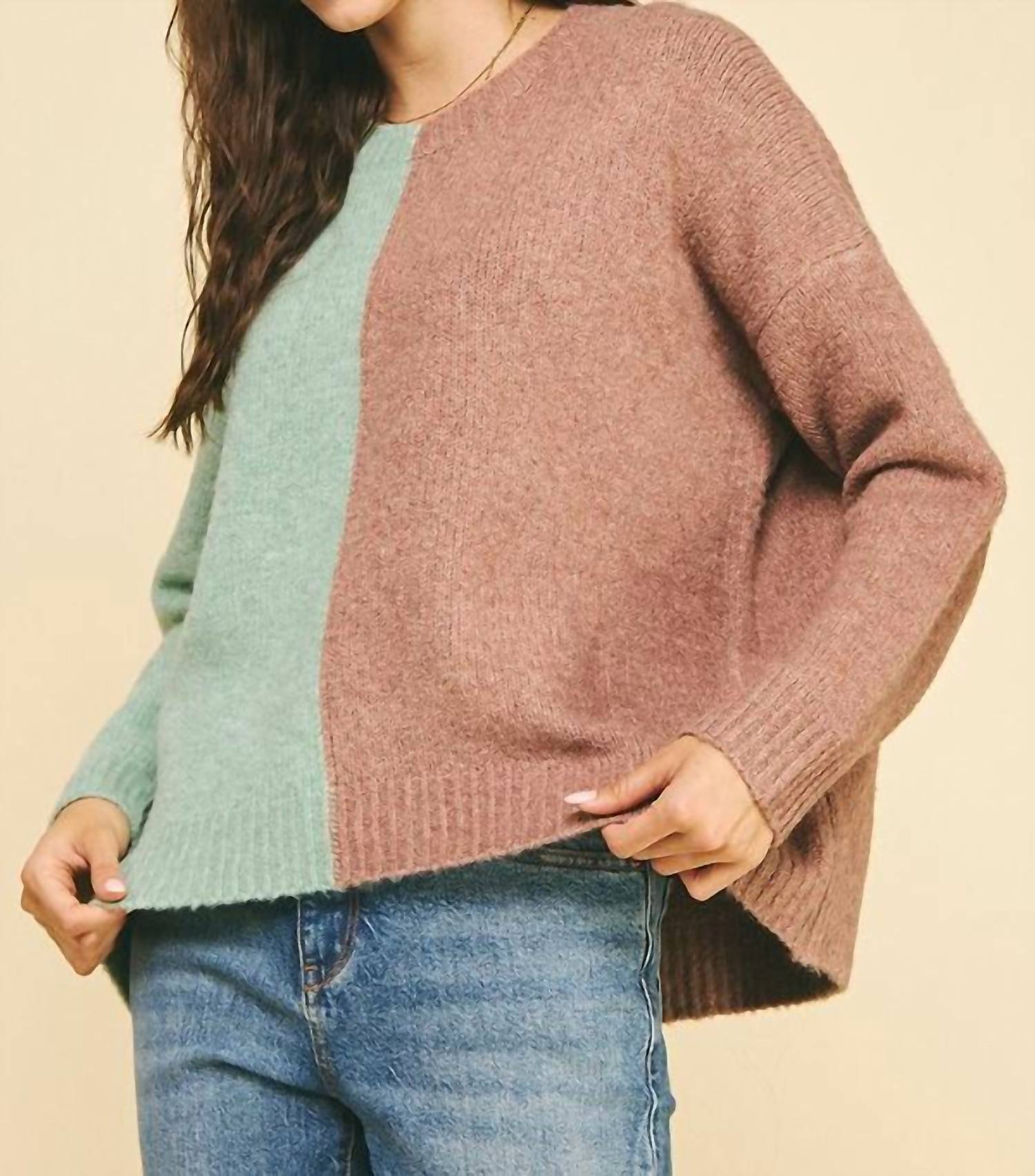 Pinch - Colorblock Cozy Round Neck Sweater
