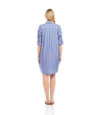 Karen Kane - Roll Tab Stripe Mini Shirtdress